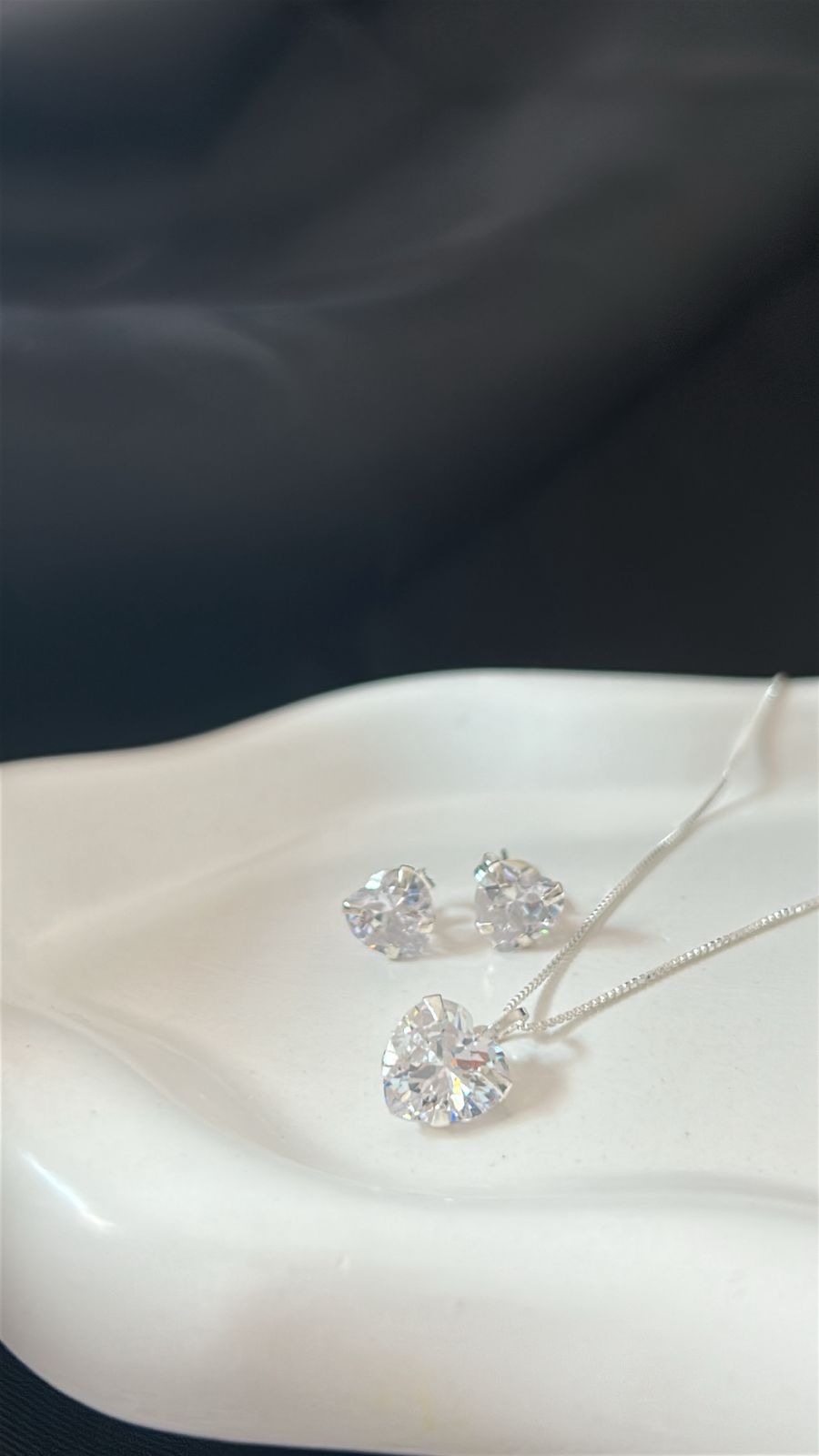 Conjunto Coração em Zirconia e Prata